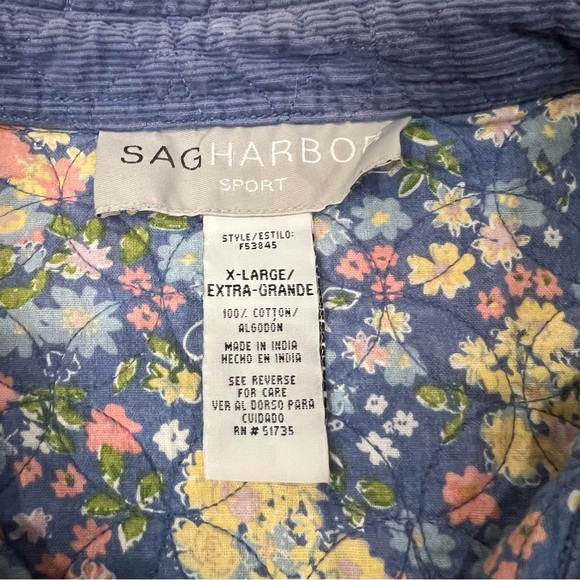 Sag Harbor Vintage Blue Quilted Jacket 100% Cotton - Picture 3 of 7